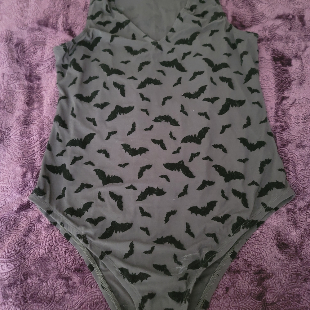 Sheer Black Bat Print Bodysuit Torrid Size 0/0X